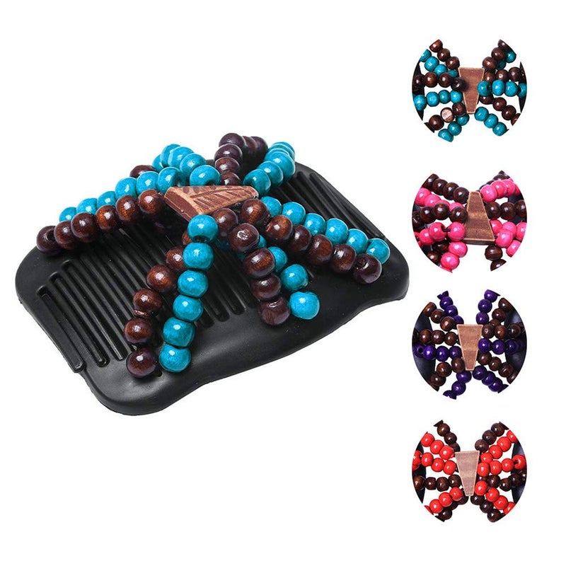 LOVEF 3 Pcs Women Magic Hair Combs Wood Beaded Stretch Double Side Combs Clips Bun Maker Hair Accessories Random Color - Image 1